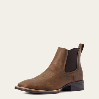 Botín Ariat Booker Chelsea Wide Square Toe Western Distressed Tan Caballero