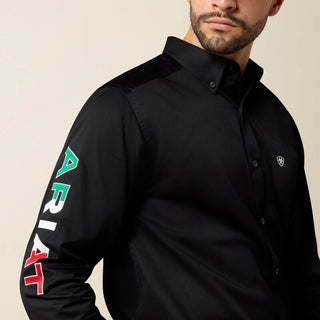 Camisa Ariat Team Logo Twill Fitted Black Caballero