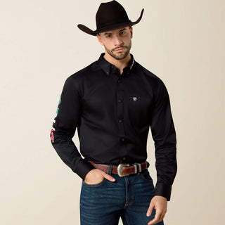 Camisa Ariat Team Logo Twill Fitted Black Caballero