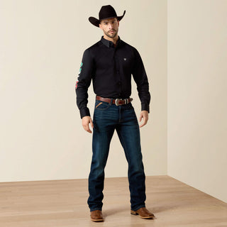 Camisa Ariat Team Logo Twill Fitted Black Caballero