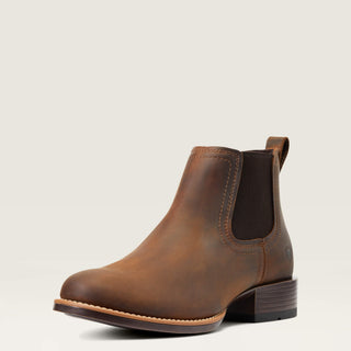 Botín Ariat Booker Chelsea Round Toe Western Distressed Brown Caballero