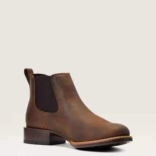 Botín Ariat Booker Chelsea Round Toe Western Distressed Brown Caballero