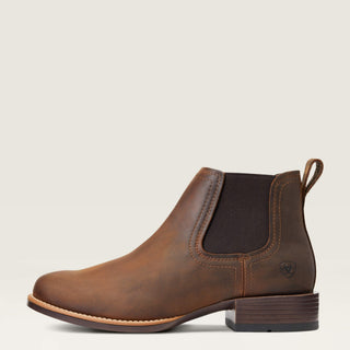 Botín Ariat Booker Chelsea Round Toe Western Distressed Brown Caballero