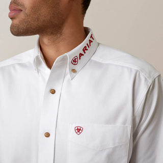 Camisa Ariat Team Logo Twill Classic Fit White Caballero