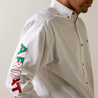 Camisa Ariat Team Logo Twill Classic Fit White Caballero