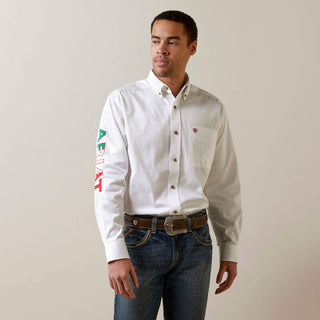 Camisa Ariat Team Logo Twill Classic Fit White Caballero