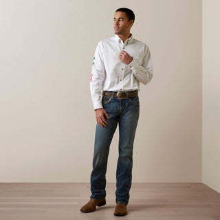 Camisa Ariat Team Logo Twill Classic Fit White Caballero