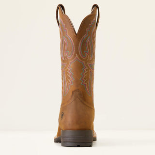 Bota Ariat Hybrid Ranchwork Wide Square Toe Western Distressed Tan Dama