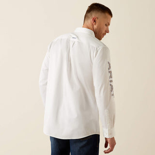 Camisa Ariat Team Logo Twill Classic Fit White Khaky Caballero