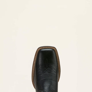 Bota Round Up Wide Square Toe StretchFit Western Black Deertan Dama