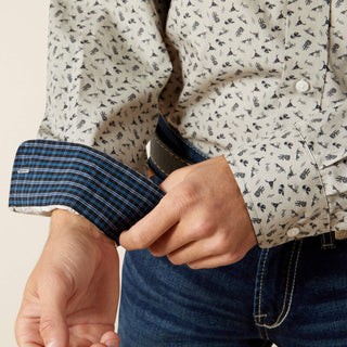 Camisa Ariat Wrinkle Free Charles Classic Fit Silver Caballero