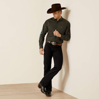 Camisa Ariat Team Philbert Classic Fit Black Teal Caballero