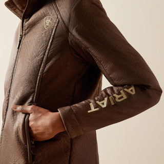 Chamarra Ariat Logo Softshell Faux Leather Brown Dama