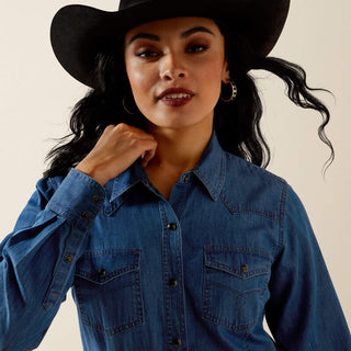 Camisa Ariat True Blue Vintage Indigo Dama