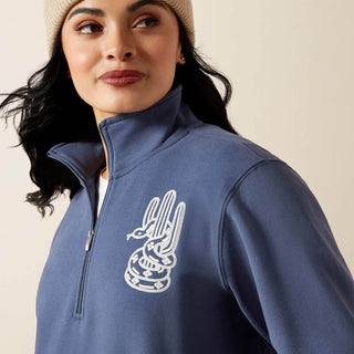 Sudadera Ariat Quarry 1/2 Zip Vintage Indigo Dama