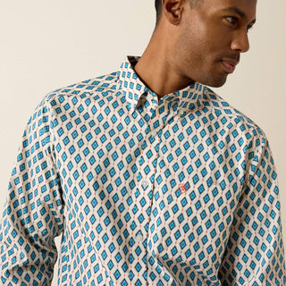 Camisa Ariat Jaziel Fitted White Southwest Diamond Caballero