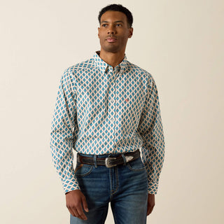 Camisa Ariat Jaziel Fitted White Southwest Diamond Caballero