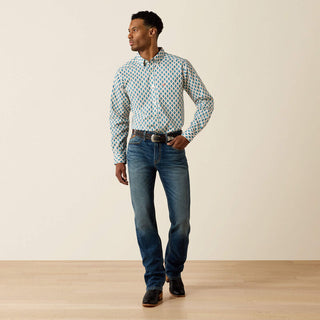 Camisa Ariat Jaziel Fitted White Southwest Diamond Caballero