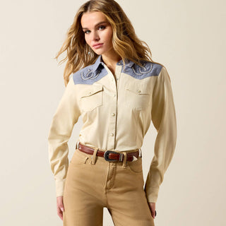 Camisa Ariat Horseshoe Western Snap Chambray Dama