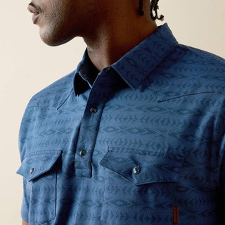 Playera Polo Ariat Retro Western Snap Dark Denim Caballero