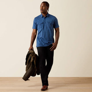 Playera Polo Ariat Retro Western Snap Dark Denim Caballero