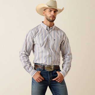 Camisa Ariat Pro Series Pryce Fitted White Stripe Caballero