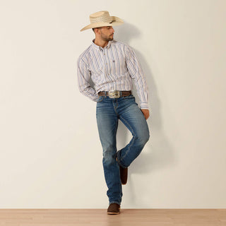 Camisa Ariat Pro Series Pryce Fitted White Stripe Caballero
