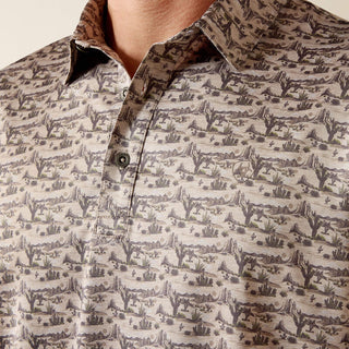 Playera Ariat Polo All Over Print Heathered Fitted Caballero