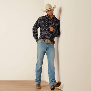 Camisa Ariat Printed 360 Airflow Classic Fit Black Caballero