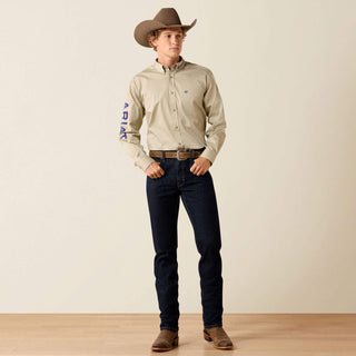 Camisa Ariat Team Logo Lightweight Twill Classic Fit Kaki Navy Caballero