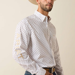 Camisa Ariat Team Wake Classic Fit White Kaki Caballero