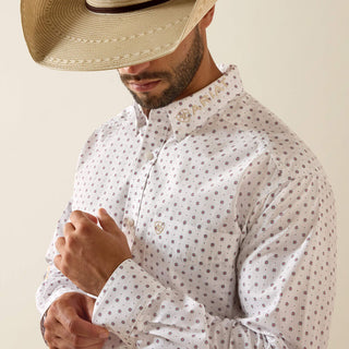 Camisa Ariat Team Wake Classic Fit White Kaki Caballero