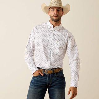 Camisa Ariat Team Wake Classic Fit White Kaki Caballero