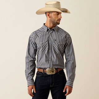 Camisa Ariat Pro Series Theron Classic Fit Snap Grey Stripe Caballero