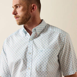 Camisa Ariat Packert Classic Fit White Medallion Caballero