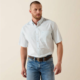 Camisa Ariat Packert Classic Fit White Medallion Caballero