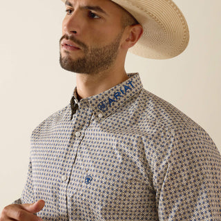Camisa Ariat Team Welles Fitted Kaki Dark Blue Caballero