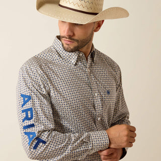 Camisa Ariat Team Welles Fitted Kaki Dark Blue Caballero
