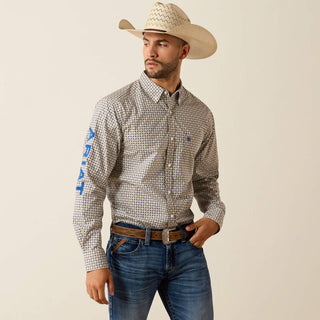 Camisa Ariat Team Welles Fitted Kaki Dark Blue Caballero
