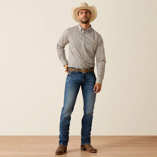 Camisa Ariat Team Welles Fitted Kaki Dark Blue Caballero