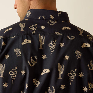 Camisa Ariat Mathais Modern Fit Black Western Toss Print Caballero