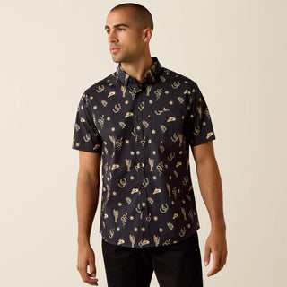 Camisa Ariat Mathais Modern Fit Black Western Toss Print Caballero