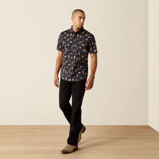 Camisa Ariat Mathais Modern Fit Black Western Toss Print Caballero
