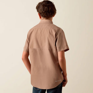 Camisa Ariat Printed VentTEK Outbound Classic Fit Khaki Niño