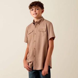 Camisa Ariat Printed VentTEK Outbound Classic Fit Khaki Niño