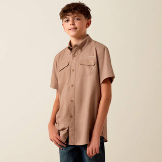 Camisa Ariat Printed VentTEK Outbound Classic Fit Khaki Niño