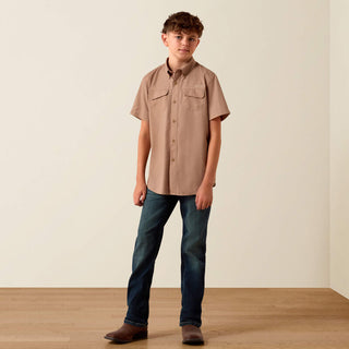 Camisa Ariat Printed VentTEK Outbound Classic Fit Khaki Niño