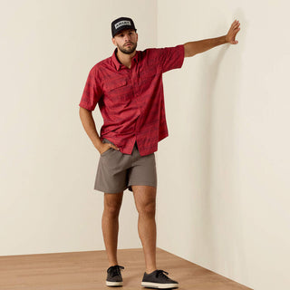 Camisa Ariat Printed VentTEK Outbound Classic Fit Red Caballero