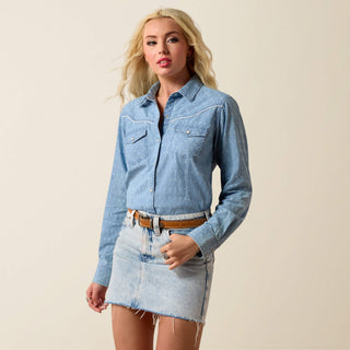 Camisa Ariat Jade Western Snap Chambray Dobby Dama