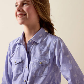 Camisa Ariat Western Motifs Lavander Niña